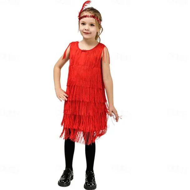 Retro Vintage Roaring 20s 1920s Flapper Dress Dress Wedding Guest Tassel Fringe Fancy Dress Girls' Carnival Masquerade Performance Party / Evening Wedding Reception Kid's Dress Homecoming Dresses