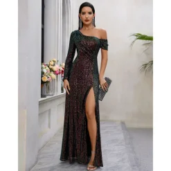 Retro Vintage Roaring 20s 1920s Maxi Cosplay Costume Outfits Ball Gown The Great Gatsby Wedding Guest Sequins Tassel Fringe Sparkling Glitter Fancy Dress Women's Christmas Halloween Carnival