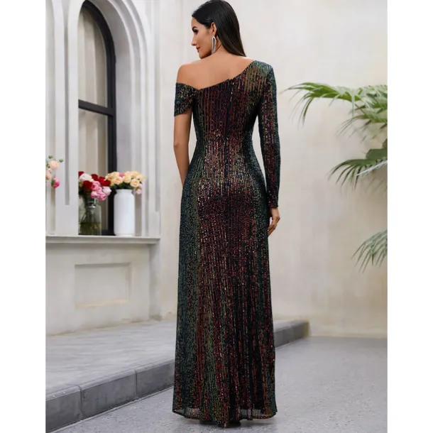 Retro Vintage Roaring 20s 1920s Maxi Cosplay Costume Outfits Ball Gown The Great Gatsby Wedding Guest Sequins Tassel Fringe Sparkling Glitter Fancy Dress Women's Christmas Halloween Carnival