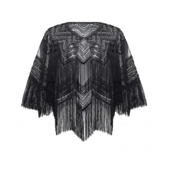 Retro Vintage Roaring 20s 1920s Scarf Wrap Shawls The Great Gatsby Flapper Girl Sequins Tassel Fringe Fancy Dress Women's Carnival Wedding Evening Party Masquerade Adults' Shawl