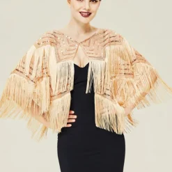 Retro Vintage Roaring 20s 1920s Scarf Wrap Shawls The Great Gatsby Flapper Girl Sequins Tassel Fringe Fancy Dress Women's Carnival Wedding Evening Party Masquerade Adults' Shawl