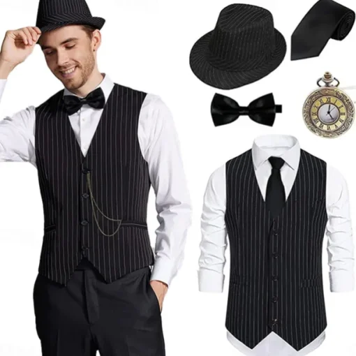 Retro Vintage Roaring 20s 1920s Flapper Dress Outfits Waistcoat The Great Gatsby Gentleman Wedding Guest Sequins Tassel Fringe Fancy Dress Men's Women's New Year Masquerade Party Prom Wedding