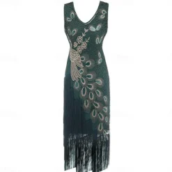 Retro Vintage Roaring 20s 1920s Flapper Dress Outfits Waistcoat The Great Gatsby Gentleman Wedding Guest Sequins Tassel Fringe Fancy Dress Men's Women's New Year Masquerade Party Prom Wedding