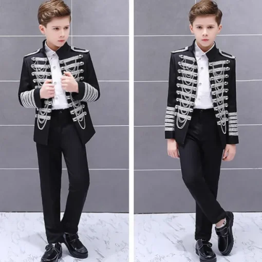 Retro Vintage Rococo Medieval Coat Suit Trousers Circus Jacket Prince Aristocrat Fancy Dress Boys' Birthday Party / Evening Prom Kid's Coat Pants