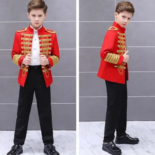 Retro Vintage Rococo Medieval Coat Suit Trousers Circus Jacket Prince Aristocrat Fancy Dress Boys' Birthday Party / Evening Prom Kid's Coat Pants
