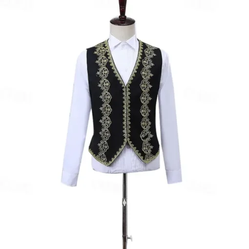 Retro Vintage Rococo Medieval Pants Suits & Blazers Waistcoat Prince Gentleman Aristocrat Fancy Dress Men's Event / Party Carnival of Venice Festival Adults Coat Vest Pants