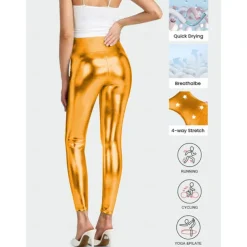 Retro Vintage 1970s Ankle Length Leggings PU Trousers Disco Shiny Latex Patent Metallic Fancy Dress Women's Halloween Carnival Pride Parade Pride Month Adults' Pants All Seasons