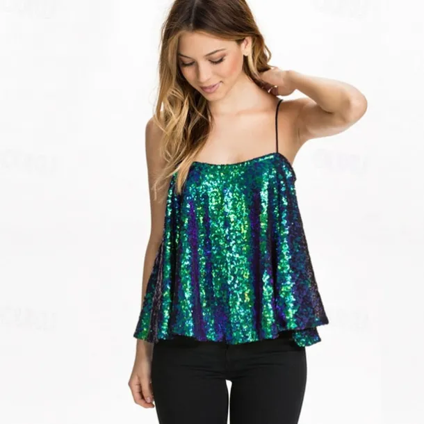 Retro Vintage 1980s Camisole Sequins Fancy Dress Women's Halloween Masquerade Performance Pride Parade Pride Month Adults' Top All Seasons