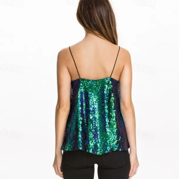 Retro Vintage 1980s Camisole Sequins Fancy Dress Women's Halloween Masquerade Performance Pride Parade Pride Month Adults' Top All Seasons