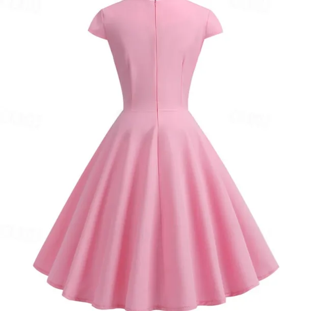 Retro Vintage 1950s Cocktail Dress Knee Length Dress Flare Dress Christmas Party Dress Normal A-Line V Neck Fancy Dress Women's Carnival New Year Masquerade Vacation Casual Dress Adults' Dress