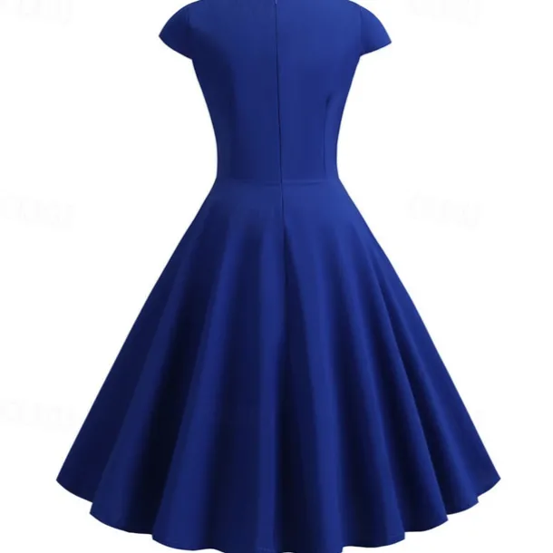 Retro Vintage 1950s Cocktail Dress Knee Length Dress Flare Dress Christmas Party Dress Normal A-Line V Neck Fancy Dress Women's Carnival New Year Masquerade Vacation Casual Dress Adults' Dress