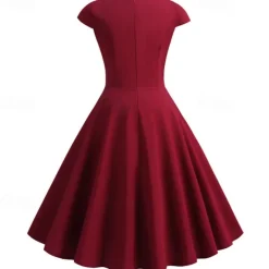 Retro Vintage 1950s Cocktail Dress Knee Length Dress Flare Dress Christmas Party Dress Normal A-Line V Neck Fancy Dress Women's Carnival New Year Masquerade Vacation Casual Dress Adults' Dress