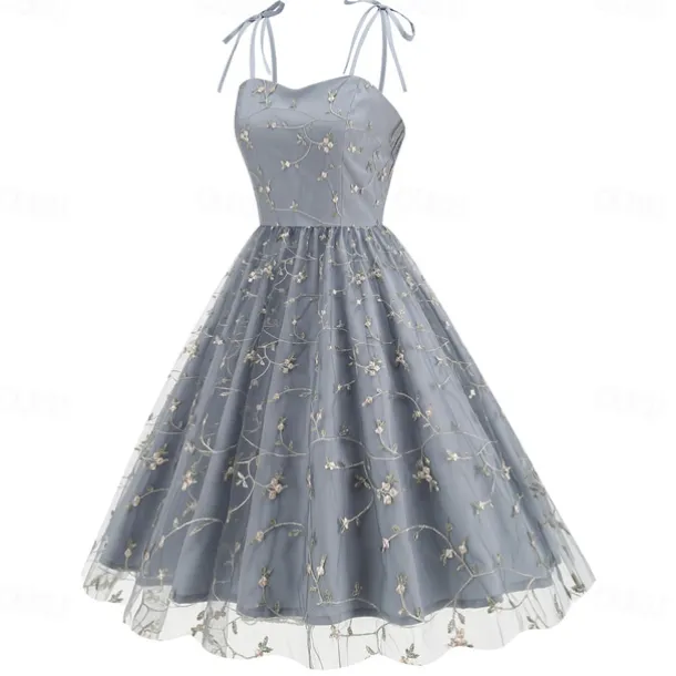 Retro Vintage 1950s Cocktail Dress Dress Flare Dress Embroidered Grid / Plaid Flower / Floral Fancy Dress Women's Masquerade Event / Party Bachelorette Party Festival Adults' Dress Homecoming Dresses