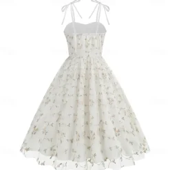 Retro Vintage 1950s Cocktail Dress Dress Flare Dress Embroidered Grid / Plaid Flower / Floral Fancy Dress Women's Masquerade Event / Party Bachelorette Party Festival Adults' Dress Homecoming Dresses