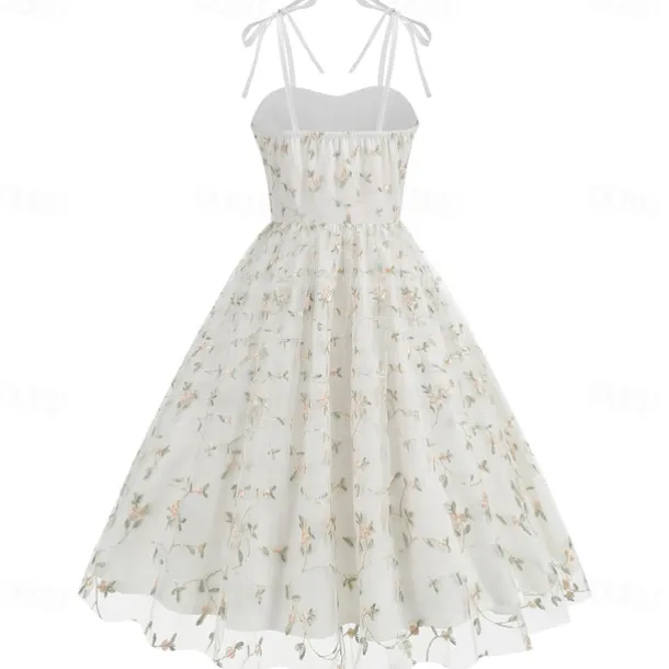 Retro Vintage 1950s Cocktail Dress Dress Flare Dress Embroidered Grid / Plaid Flower / Floral Fancy Dress Women's Masquerade Event / Party Bachelorette Party Festival Adults' Dress Homecoming Dresses