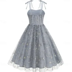 Retro Vintage 1950s Cocktail Dress Dress Flare Dress Embroidered Grid / Plaid Flower / Floral Fancy Dress Women's Masquerade Event / Party Bachelorette Party Festival Adults' Dress Homecoming Dresses