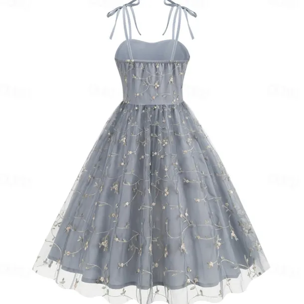 Retro Vintage 1950s Cocktail Dress Dress Flare Dress Embroidered Grid / Plaid Flower / Floral Fancy Dress Women's Masquerade Event / Party Bachelorette Party Festival Adults' Dress Homecoming Dresses