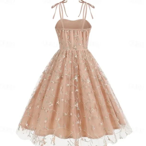 Retro Vintage 1950s Cocktail Dress Dress Flare Dress Embroidered Grid / Plaid Flower / Floral Fancy Dress Women's Masquerade Event / Party Bachelorette Party Festival Adults' Dress Homecoming Dresses