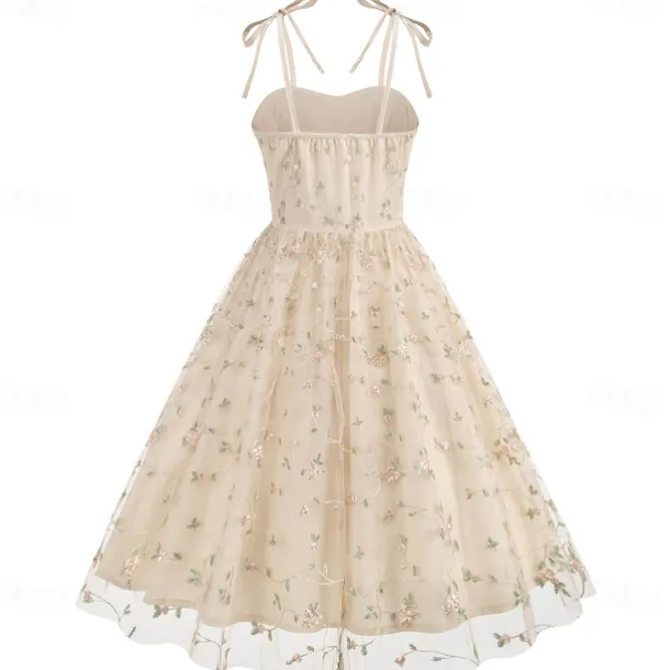 Retro Vintage 1950s Cocktail Dress Dress Flare Dress Embroidered Grid / Plaid Flower / Floral Fancy Dress Women's Masquerade Event / Party Bachelorette Party Festival Adults' Dress Homecoming Dresses