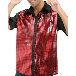 Retro Vintage 1970s Disco Blouse / Shirt Fancy Dress Men's Halloween Carnival Masquerade Performance Party / Evening Stage Adults' Shirt