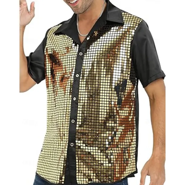 Retro Vintage 1970s Disco Blouse / Shirt Fancy Dress Men's Halloween Carnival Masquerade Performance Party / Evening Stage Adults' Shirt