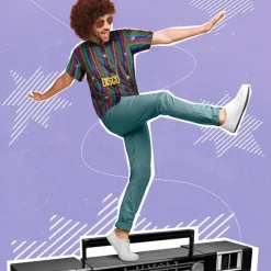 Retro Vintage 1970s Disco Cosplay Costume Outfits Cosplay Fancy Dress Men's Carnival Masquerade Party / Evening Pride Parade Pride Month Adults' Blouse Glasses Neckwear Spring & Summer