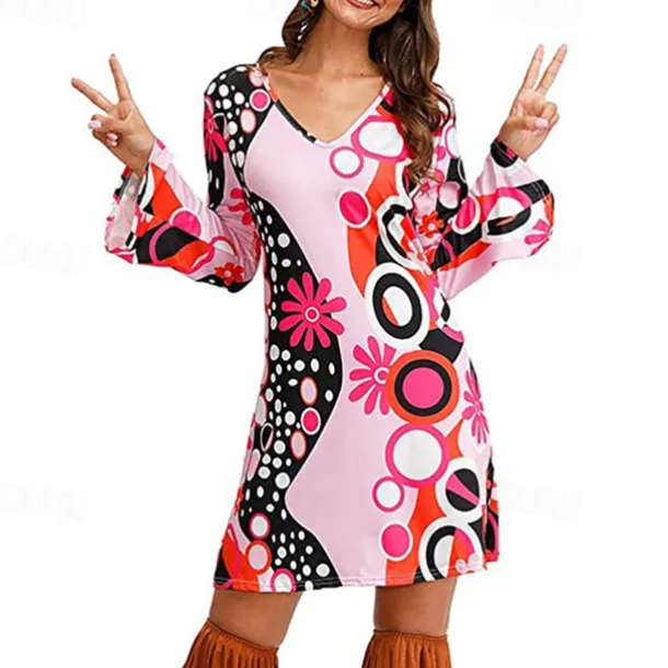 Retro Vintage 1970s Disco Dress Headwear Headwraps Flare Cuff Sleeve Hippie Fancy Dress Women's Party & Evening Pride Parade Pride Month Adults' Dress Headwear