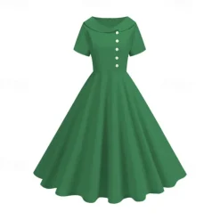 Retro Vintage 1950s Dress Swing Dress Solid Color Fancy Dress Women's Carnival Masquerade Daily Wear Bachelorette Party Adults' Dress Homecoming Dresses