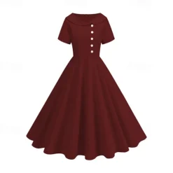 Retro Vintage 1950s Dress Swing Dress Solid Color Fancy Dress Women's Carnival Masquerade Daily Wear Bachelorette Party Adults' Dress Homecoming Dresses