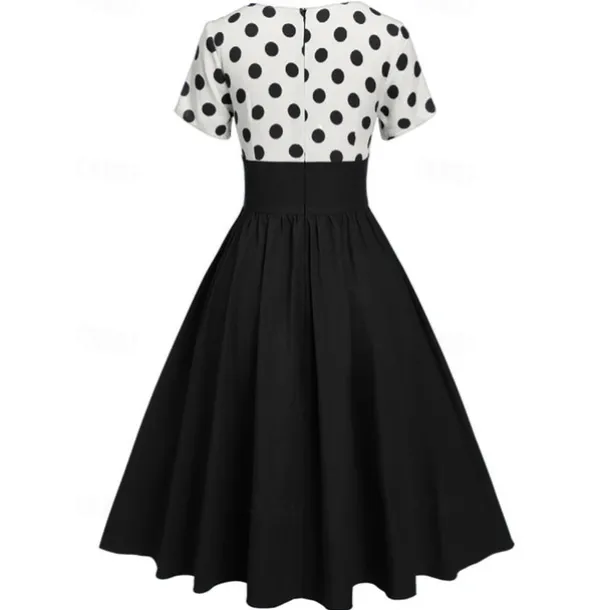 Retro Vintage 1950s Grease Outfits Rockabilly Midi Dress Swing Dress Flare Dress High Waist Polka dots A-Line Deep V Fancy Dress Women's Carnival New Year Tea Party Casual Daily Retro Adults' Dress