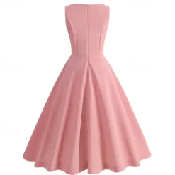 Retro Vintage 1950s Midi Dress A-Line Dress Swing Dress Solid Color Fancy Dress Women's Masquerade Halloween Masquerade Date Adults' Dress Homecoming Dresses