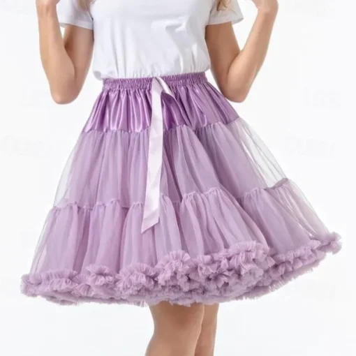Retro Vintage 1950s Petticoat Hoop Skirt Tutu Under Skirt Tulle Skirt Princess Women's 15.7''/ 21.7'' Halloween Party / Evening Skirts
