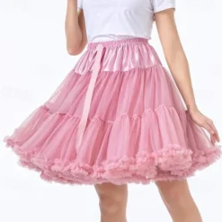 Retro Vintage 1950s Petticoat Hoop Skirt Tutu Under Skirt Tulle Skirt Princess Women's 15.7''/ 21.7'' Halloween Party / Evening Skirts