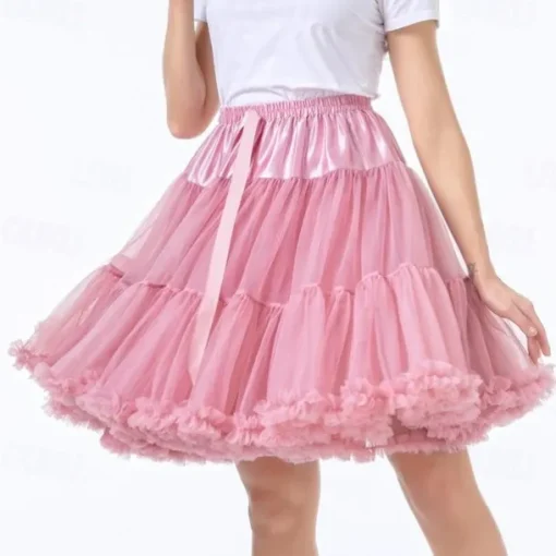 Retro Vintage 1950s Petticoat Hoop Skirt Tutu Under Skirt Tulle Skirt Princess Women's 15.7''/ 21.7'' Halloween Party / Evening Skirts