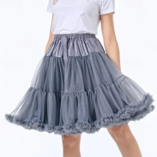 Retro Vintage 1950s Petticoat Hoop Skirt Tutu Under Skirt Tulle Skirt Princess Women's 15.7''/ 21.7'' Halloween Party / Evening Skirts