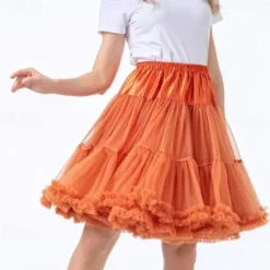 Retro Vintage 1950s Petticoat Hoop Skirt Tutu Under Skirt Tulle Skirt Princess Women's 15.7''/ 21.7'' Halloween Party / Evening Skirts