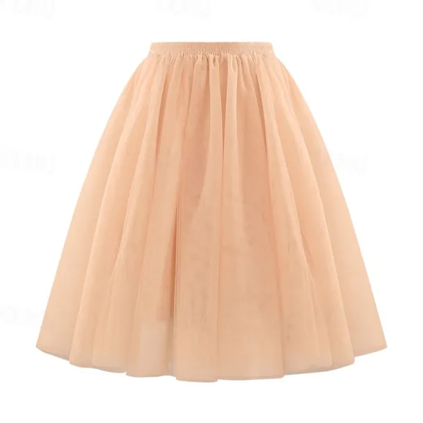 Retro Vintage 1950s Petticoat Hoop Skirt Under Skirt Tulle Skirt A-Line Fancy Dress Women's Masquerade Party Evening Wear Cocktail Party Tea Party Adults' Skirt