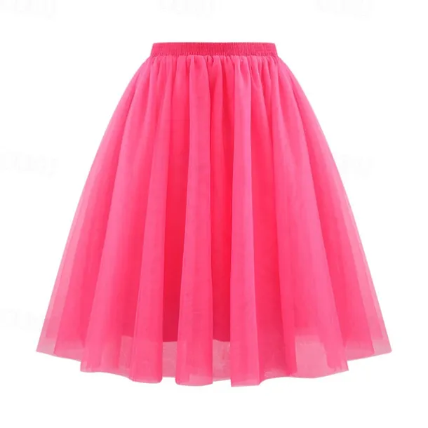 Retro Vintage 1950s Petticoat Hoop Skirt Under Skirt Tulle Skirt A-Line Fancy Dress Women's Masquerade Party Evening Wear Cocktail Party Tea Party Adults' Skirt