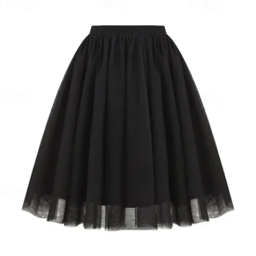 Retro Vintage 1950s Petticoat Hoop Skirt Under Skirt Tulle Skirt A-Line Fancy Dress Women's Masquerade Party Evening Wear Cocktail Party Tea Party Adults' Skirt