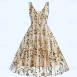 Retro Vintage 1950s Rockabilly Dress A-Line Dress Swing Dress Flower / Floral Fancy Dress Women's Halloween Carnival Masquerade Daily Wear Bachelorette Party Adults Dress Homecoming Dresses