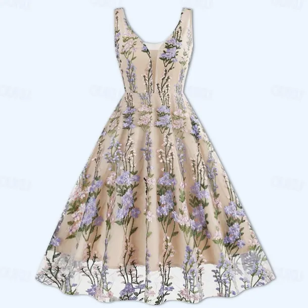 Retro Vintage 1950s Rockabilly Dress A-Line Dress Swing Dress Flower / Floral Fancy Dress Women's Halloween Carnival Masquerade Daily Wear Bachelorette Party Adults Dress Homecoming Dresses