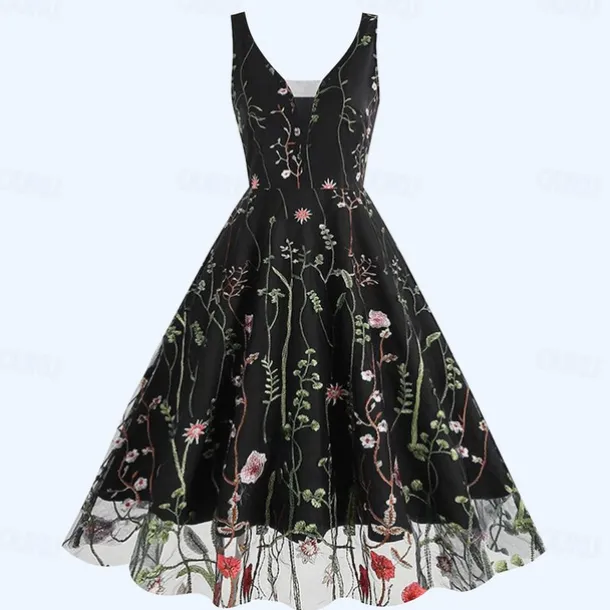 Retro Vintage 1950s Rockabilly Dress A-Line Dress Swing Dress Flower / Floral Fancy Dress Women's Halloween Carnival Masquerade Daily Wear Bachelorette Party Adults Dress Homecoming Dresses