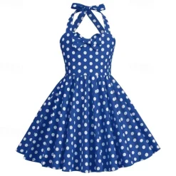 Retro Vintage 1950s Rockabilly Dress Swing Dress Polka Dot Fancy Dress Girls' Carnival Masquerade Daily Wear Bachelorette Party Kid's Dress