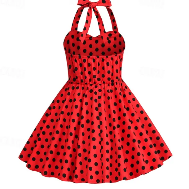 Retro Vintage 1950s Rockabilly Dress Swing Dress Polka Dot Fancy Dress Girls' Carnival Masquerade Daily Wear Bachelorette Party Kid's Dress