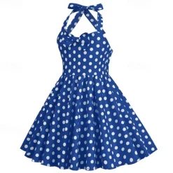 Retro Vintage 1950s Rockabilly Dress Swing Dress Polka Dot Fancy Dress Girls' Carnival Masquerade Daily Wear Bachelorette Party Kid's Dress