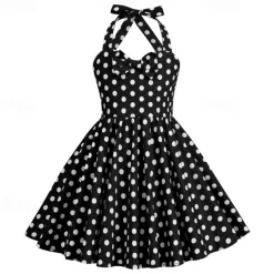 Retro Vintage 1950s Rockabilly Dress Swing Dress Polka Dot Fancy Dress Girls' Carnival Masquerade Daily Wear Bachelorette Party Kid's Dress