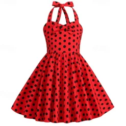 Retro Vintage 1950s Rockabilly Dress Swing Dress Polka Dot Fancy Dress Girls' Carnival Masquerade Daily Wear Bachelorette Party Kid's Dress