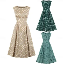 Retro Vintage 1950s Rockabilly Dress Swing Dress Polka Dot Fancy Dress Women's Carnival Masquerade Daily Wear Bachelorette Party Adults' Dress Homecoming Dresses