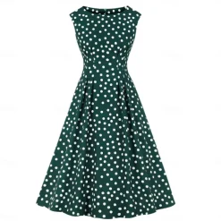 Retro Vintage 1950s Rockabilly Dress Swing Dress Polka Dot Fancy Dress Women's Carnival Masquerade Daily Wear Bachelorette Party Adults' Dress Homecoming Dresses