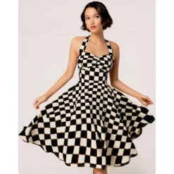 Retro Vintage 1950s Rockabilly Knee Length Swing Dress Flare Dress Halter Floral Plaid A-Line Fancy Dress Women's Carnival Vacation Casual Daily Retro Theme Party Adults' Dress Spring & Summer